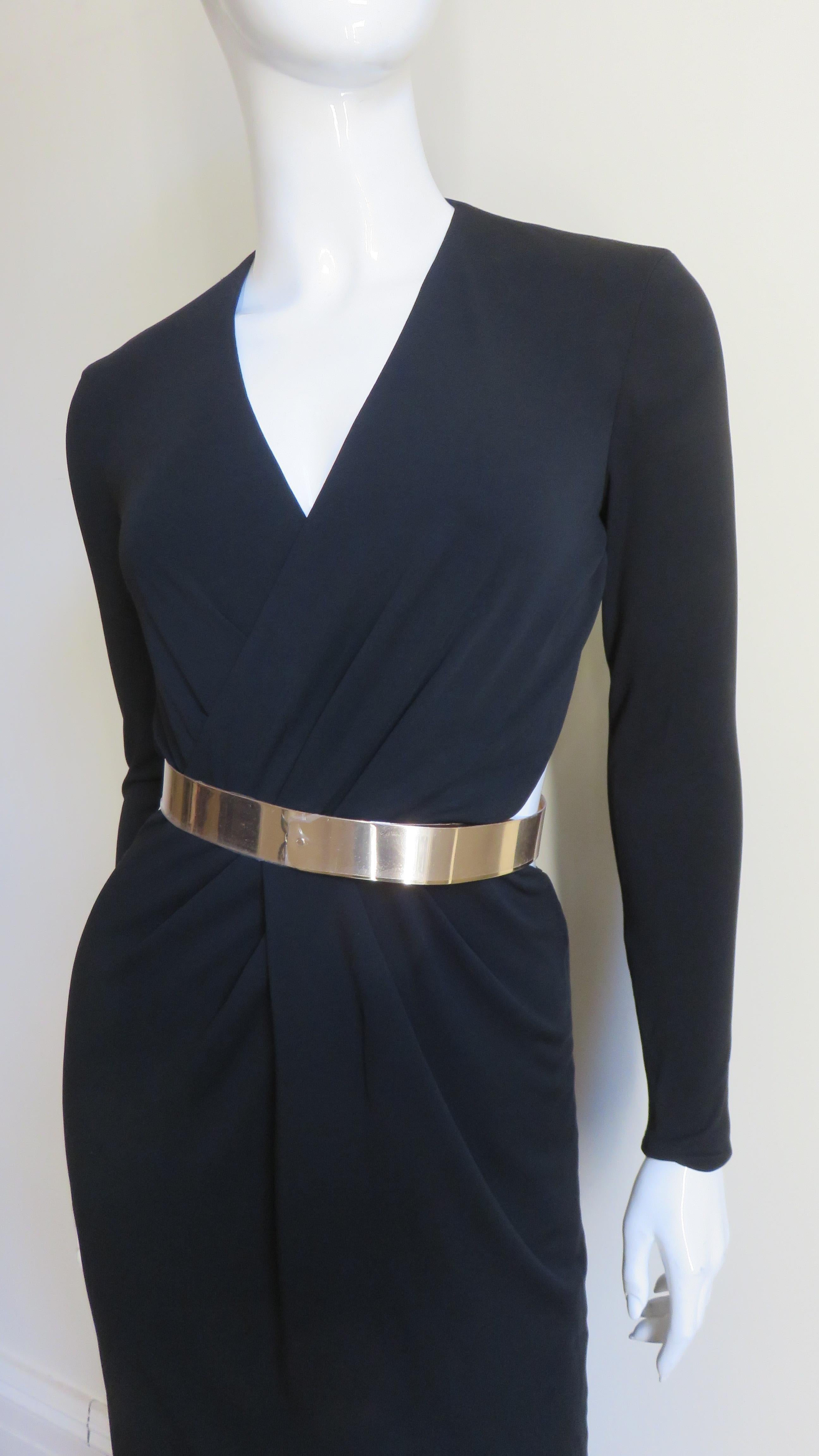 Black Gucci Belted Cut out Backless Dress