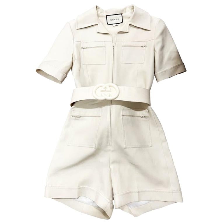 Gucci GG-motif Belted Playsuit - Farfetch
