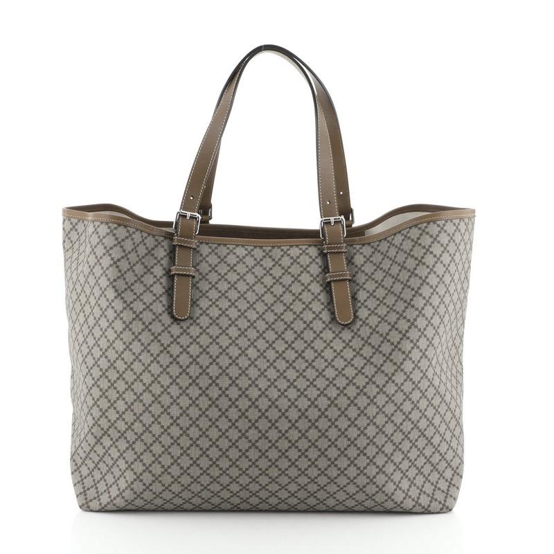 Gray Gucci Belted Tote Diamante Coated Canvas Large
