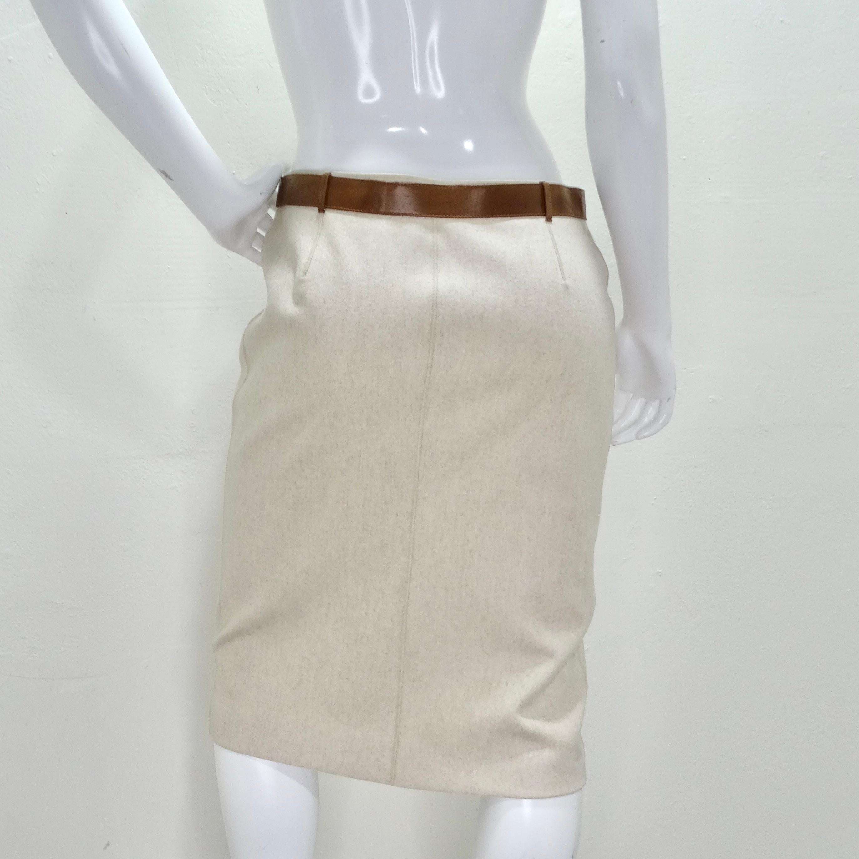 Gucci Belted Wool Pencil Skirt For Sale 3