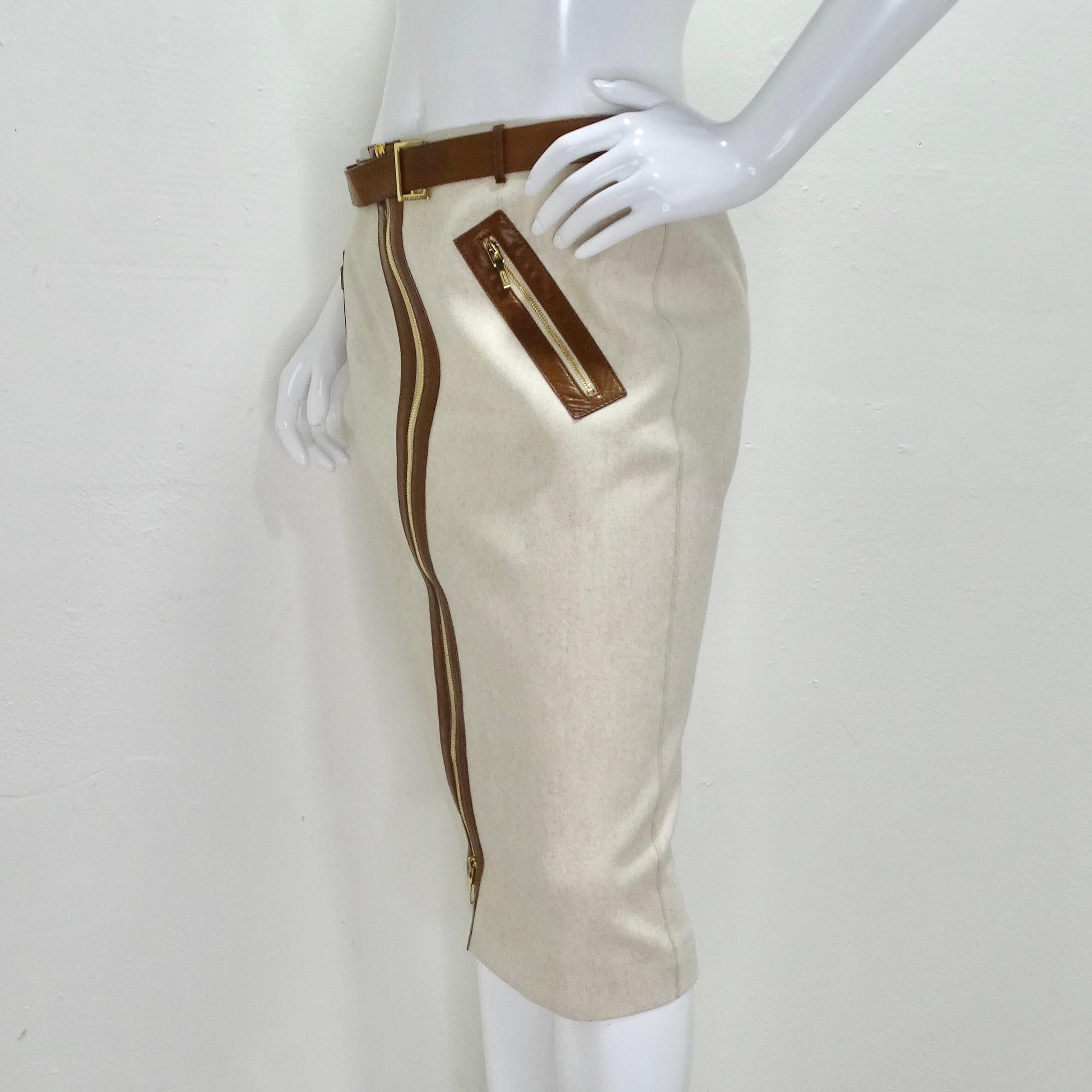 Gucci Belted Wool Pencil Skirt For Sale 5