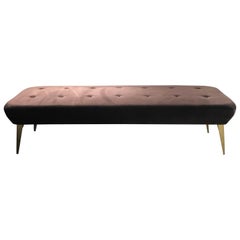Gucci Bench in a Rich Brown, Buttoned Velvet Adorned with Gold Lacquered Feet