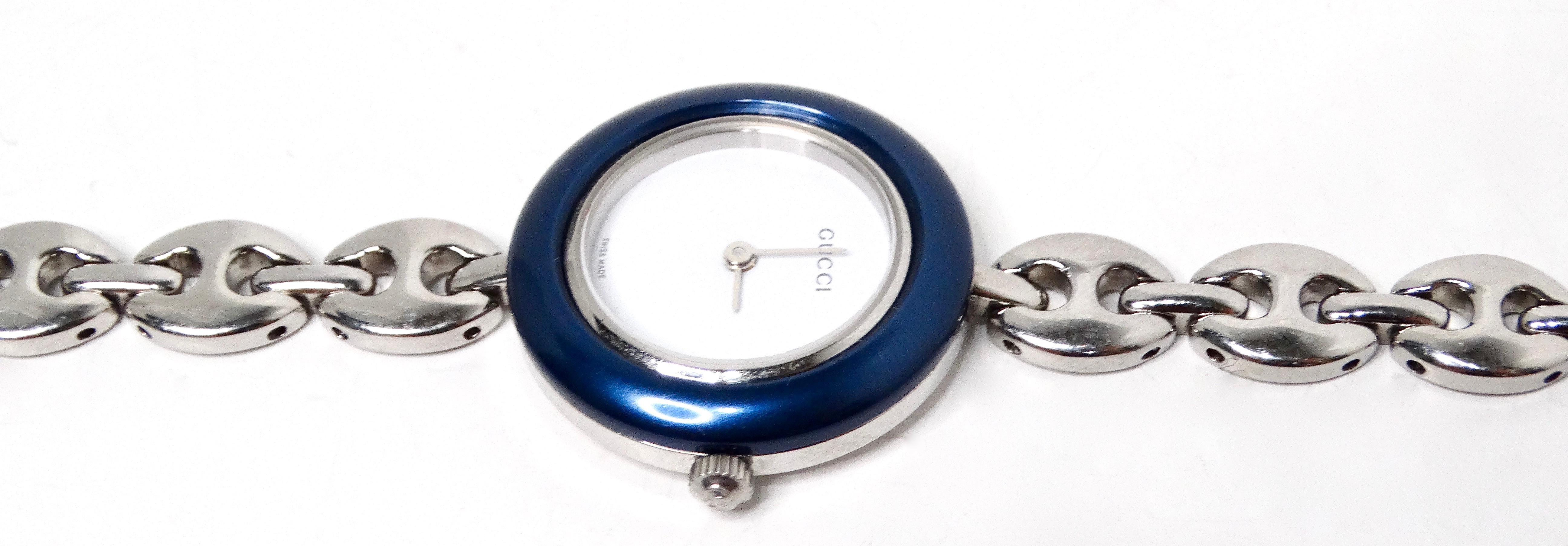 Gucci Bezel Color Interchangeable Chain Link Wrist Watch & Set 1990s For Sale 1