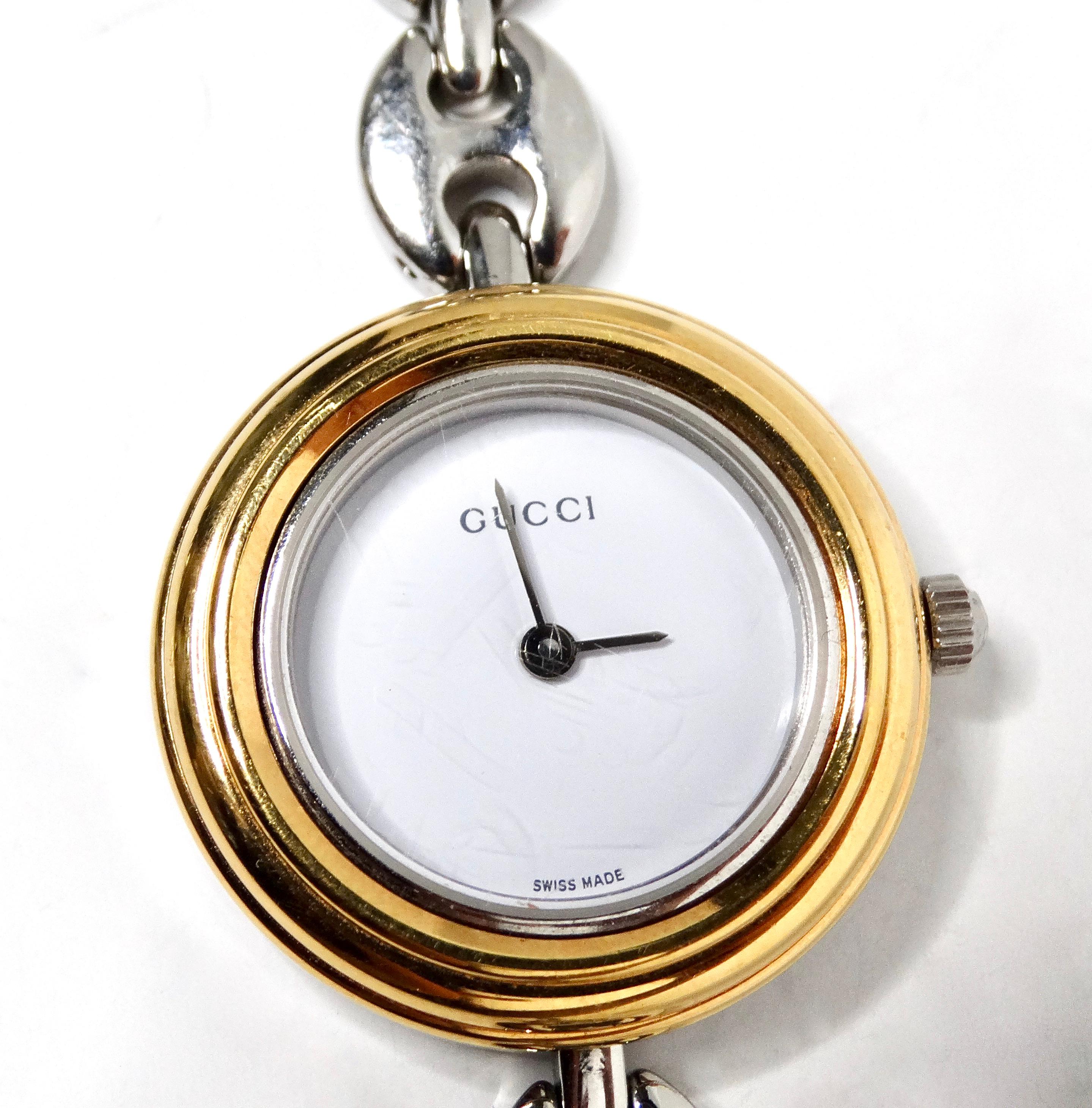 Gucci Bezel Color Interchangeable Chain Link Wrist Watch & Set 1990s For Sale 3
