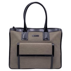 Gucci Bicolor Canvas and Patent Leather Satchel Handbag