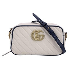 Gucci - Sac à bandoulière zippé bicolore en Torchon matelassé GG Marmont