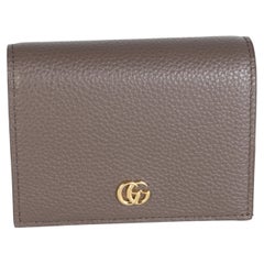 Gucci Bicolor Taupe Pink Textured Calfskin Small GG Marmont Wallet