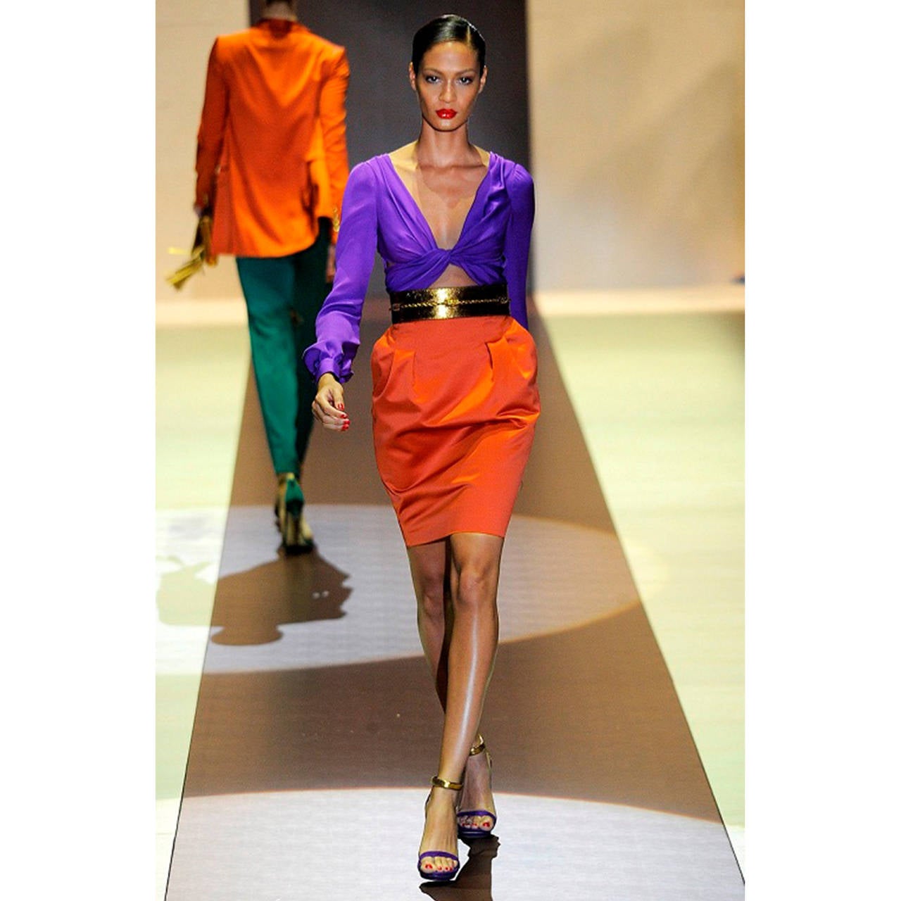 Gucci Bicolour Orange Purple Block Dress S/S 2011 In Good Condition In Berlin, DE