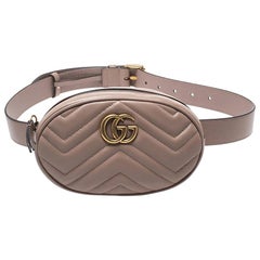 Gucci Biege Matelasse Leather GG Marmont Belt Bag