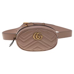 Gucci Biege Matelasse Leather GG Marmont Belt Bag