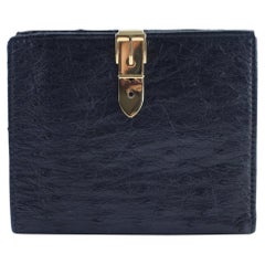 Vintage Gucci Bifold Square Wallet 227995 Black Ostrich Leather Clutch