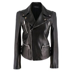 Gucci Bird Embellished-Back Leather Biker Jacket IT 38