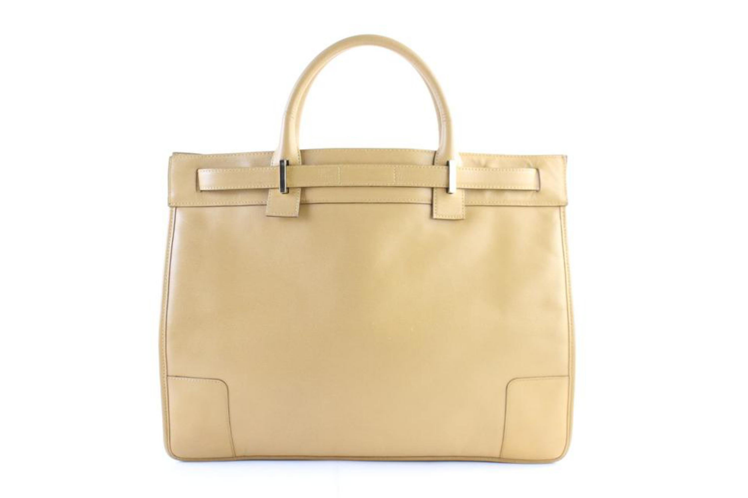 Women's Gucci Birkin 224465 Beige Leather Satchel For Sale