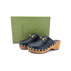 Gucci Bit Buckle Studded Horsebit Slip On Platform Clogs 36.5
