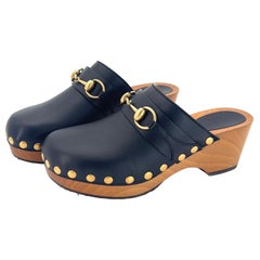 Gucci Bit Buckle Studded Horsebit Slip On Platform Clogs 36.5