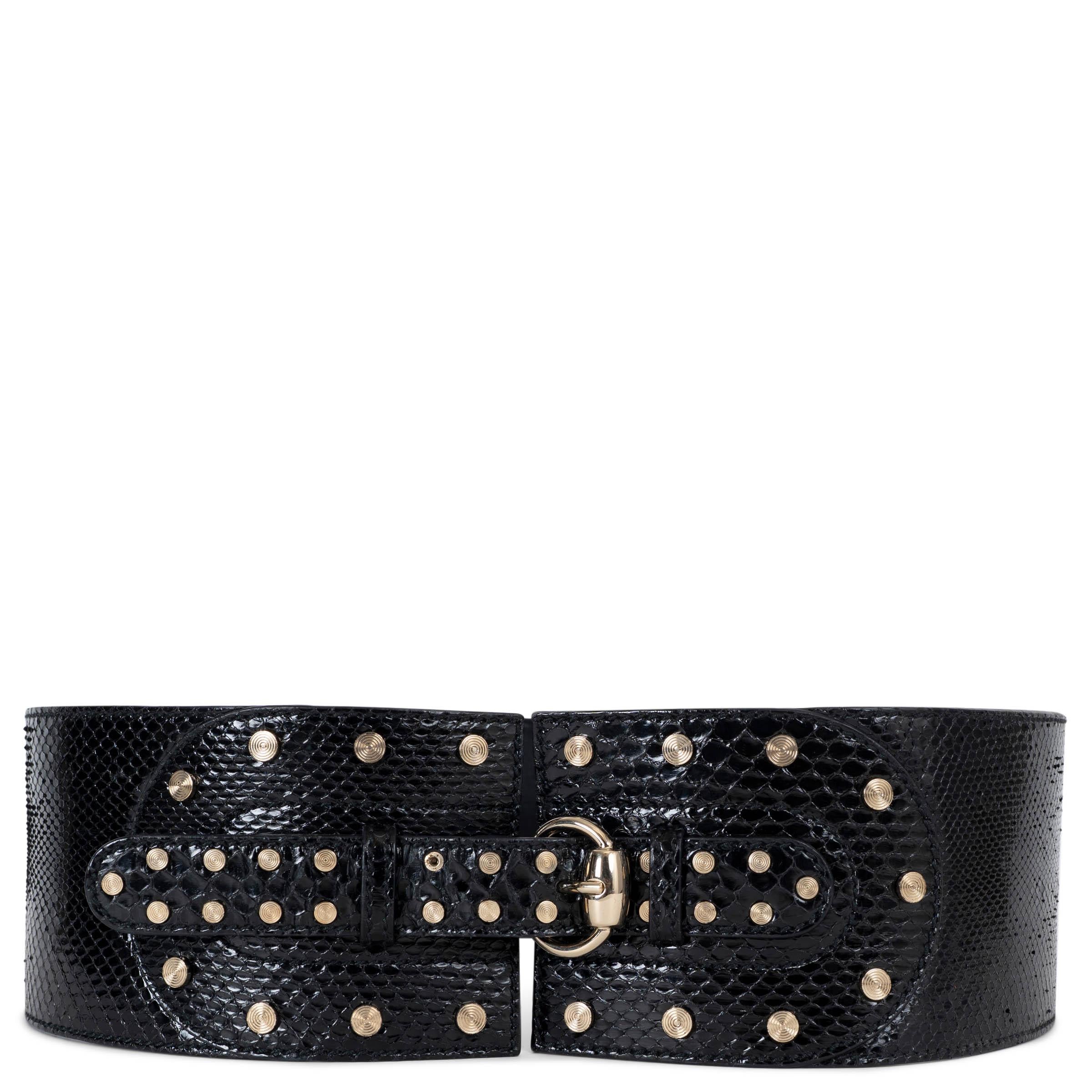 GUCCI black 2006 STUDDED PYTHON WIDE WAIST Belt 90 / 36