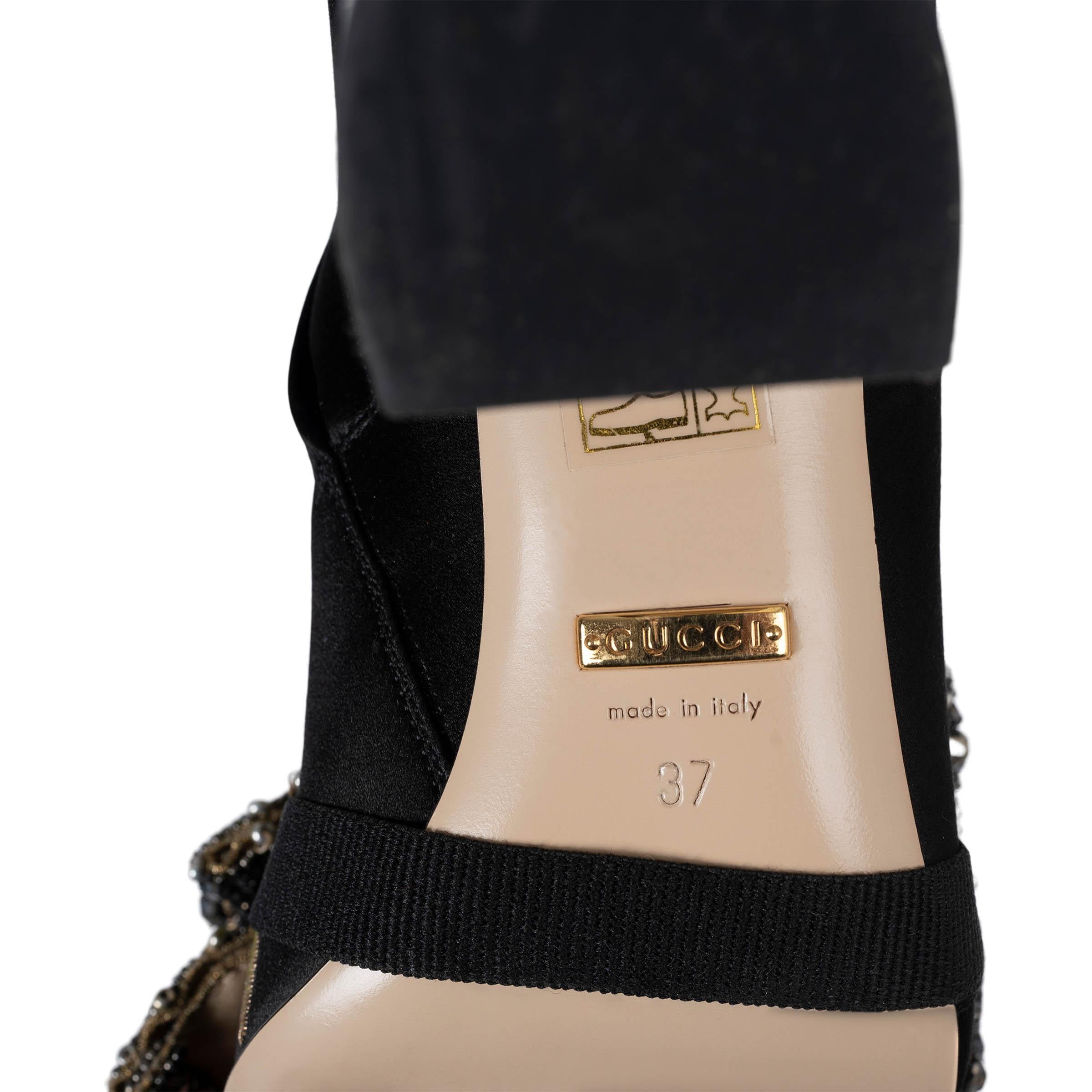 GUCCI black 2017 CANDY EMBROIDERED DRAGON SATIN Ankle Boots Shoes 37 4