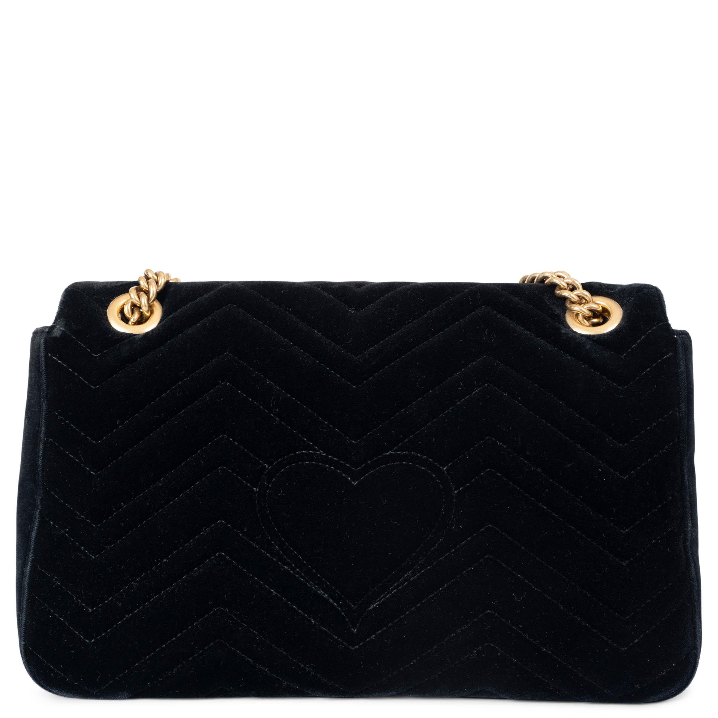 Black GUCCI black 2017 GG MARMONT MEDIUM LOVED VELVET Shoulder Bag For Sale
