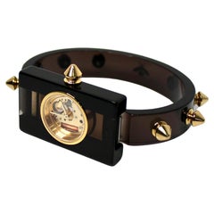 Gucci Black 24mm Plexiglass & Stainless Steel Skeleton Stud Quartz Watch