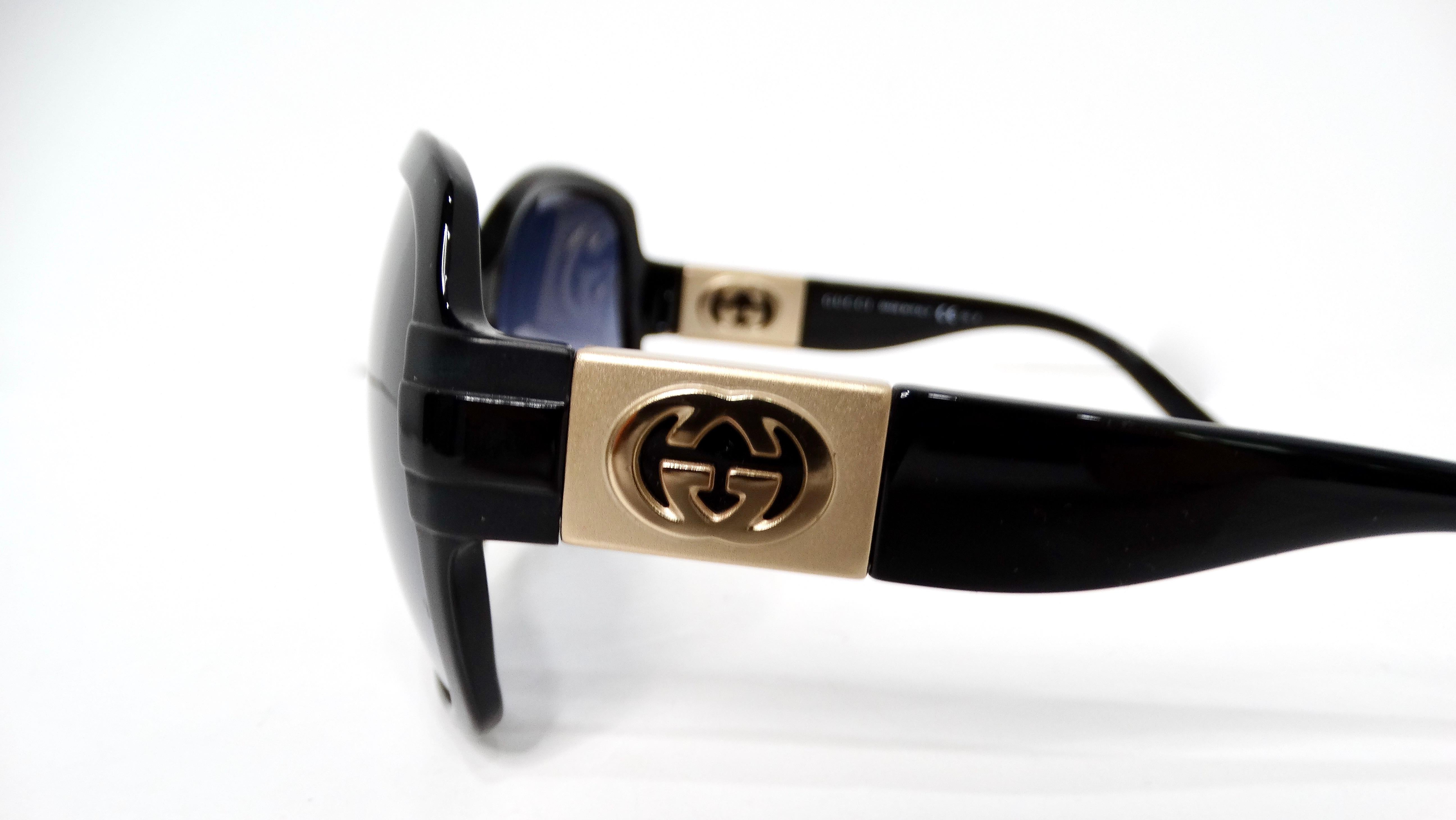 Lunettes de soleil oversize rondes GG en acétate et en or de Gucci circa Y2K Bon état - En vente à Scottsdale, AZ