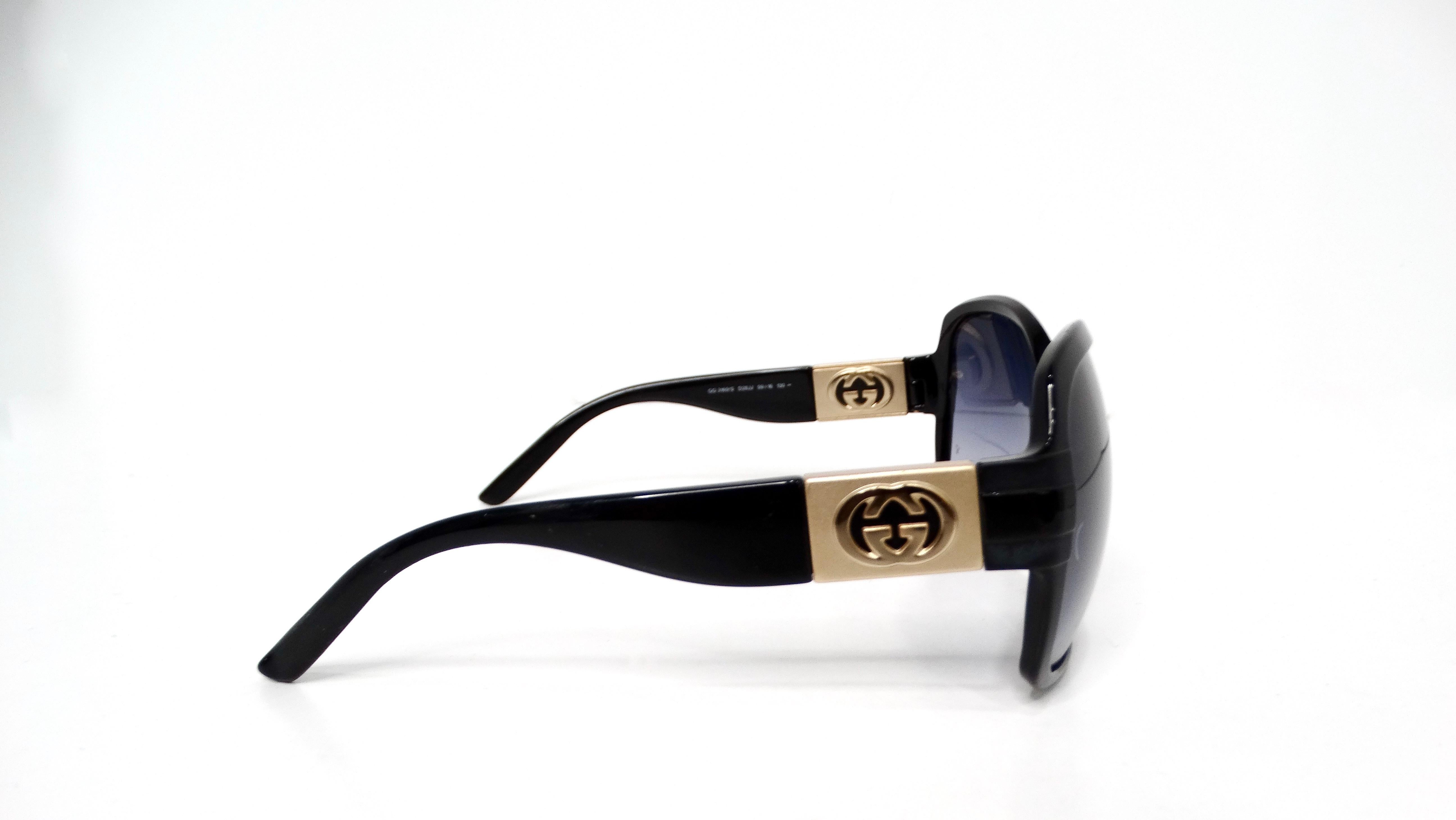 Lunettes de soleil oversize rondes GG en acétate et en or de Gucci circa Y2K en vente 3