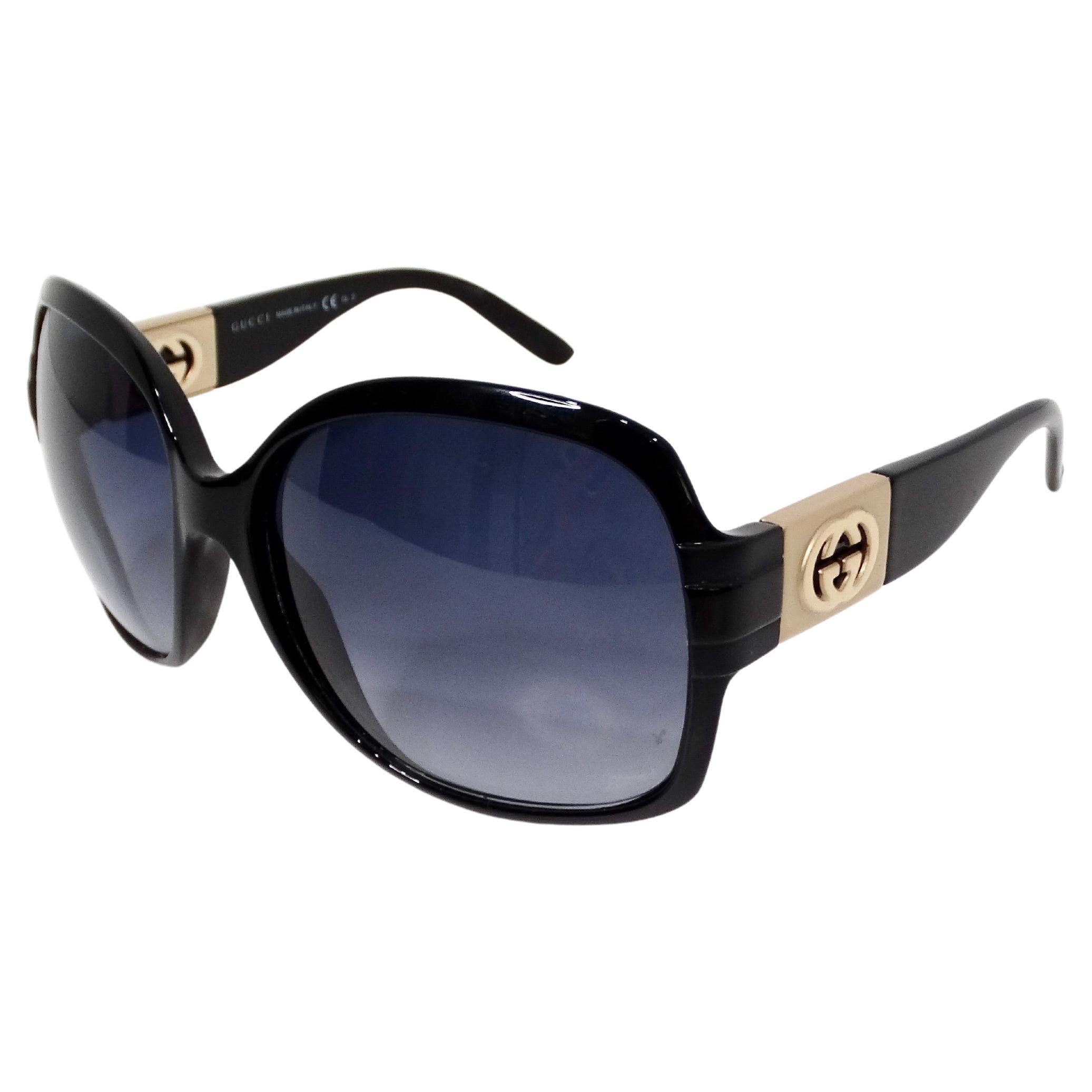 Lunettes de soleil oversize rondes GG en acétate et en or de Gucci circa Y2K