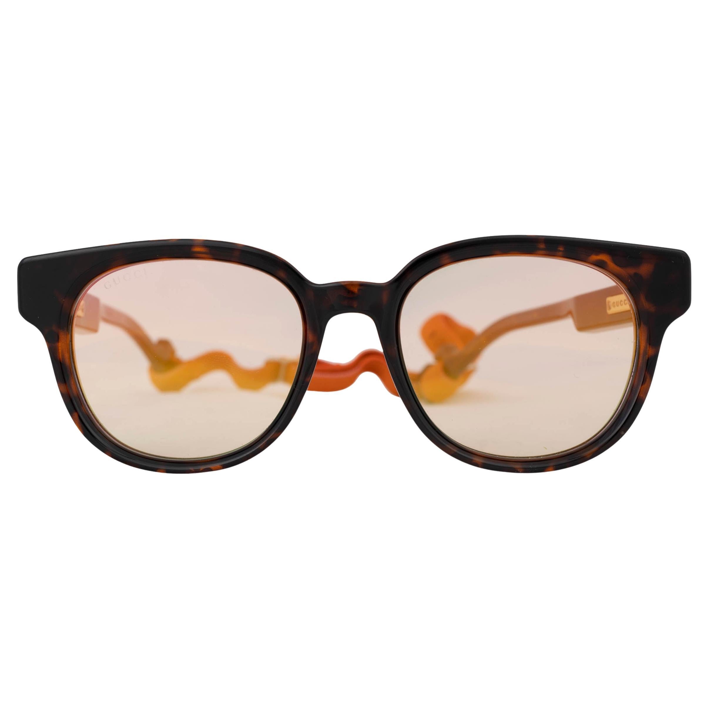 GUCCI black acetate ROUND Sunglasses GG1237S