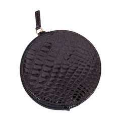 Gucci Round Zip Top Black Alligator Coin Purse, Never Used