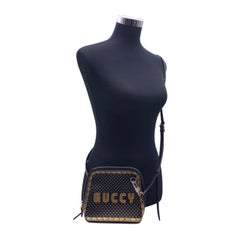 Gucci Black and Gold Leather Guccy Stars Mini Dome Crossbody Bag