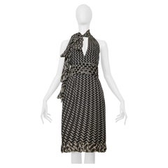 Gucci Black And Grey Chevron Print Scarf Dress C. 2010