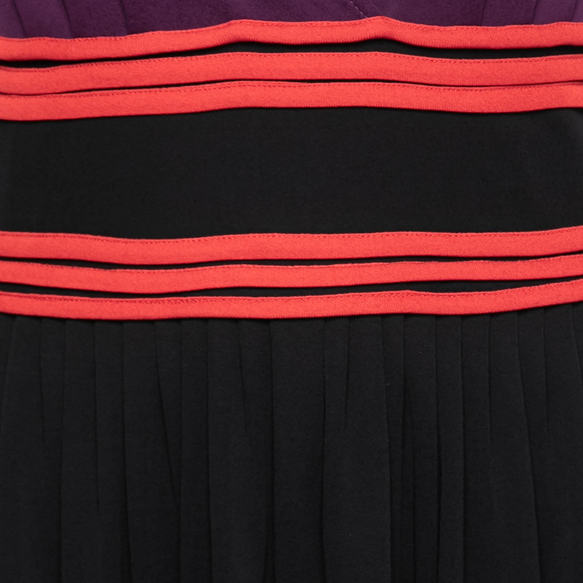 Gucci Black and Purple Knit Plunging Neck Sleeveless Dress M 1