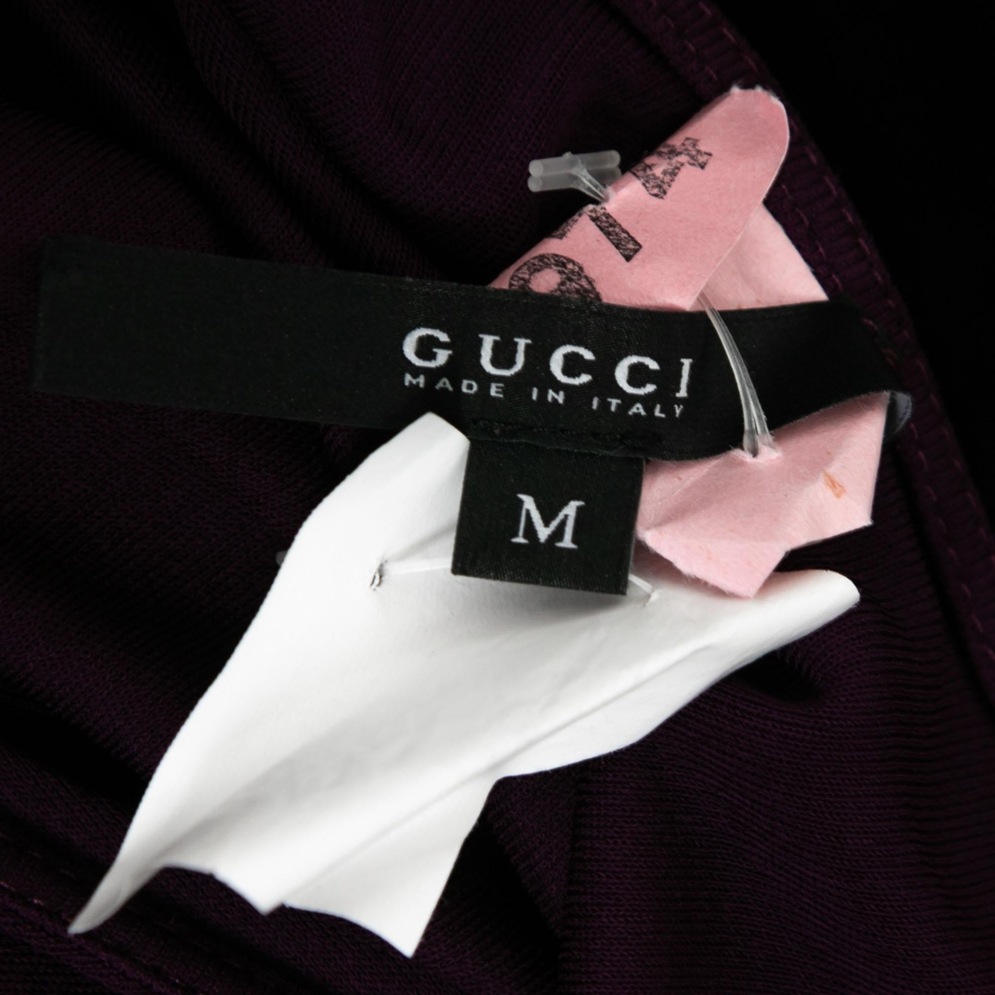 Gucci Black and Purple Knit Plunging Neck Sleeveless Dress M 2
