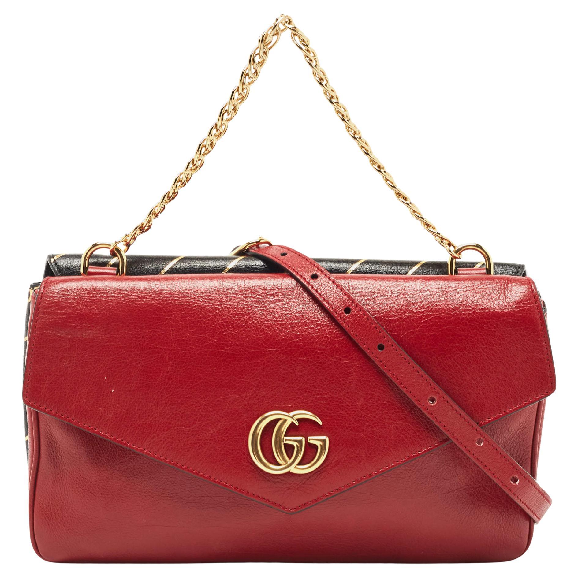 Gucci Black and Red Leather Thiara Bag