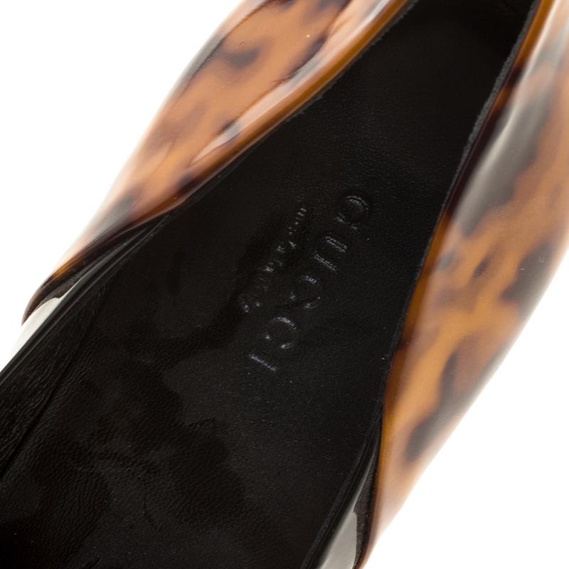 Gucci Black and Tortoise Patent Leather Block Heel Pumps Size 36.5 2