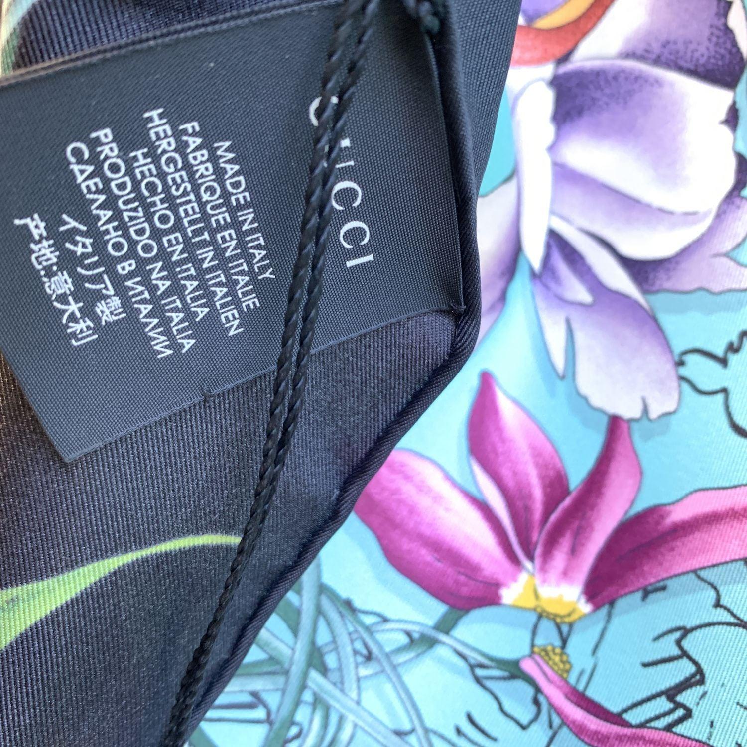Women's Gucci Black and Turquoise Silk Twill Flora Infinity Chrissy Scarf