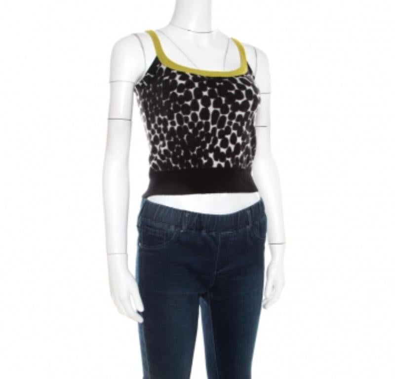 Gucci Top in cashmere stampato bianco e nero XS in vendita 1