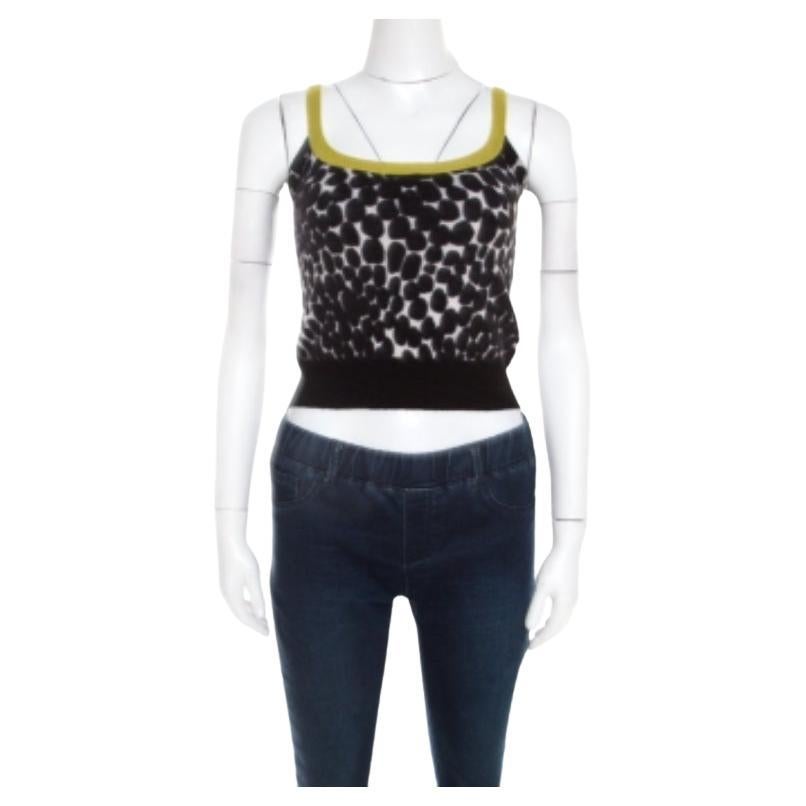 Gucci Top in cashmere stampato bianco e nero XS in vendita