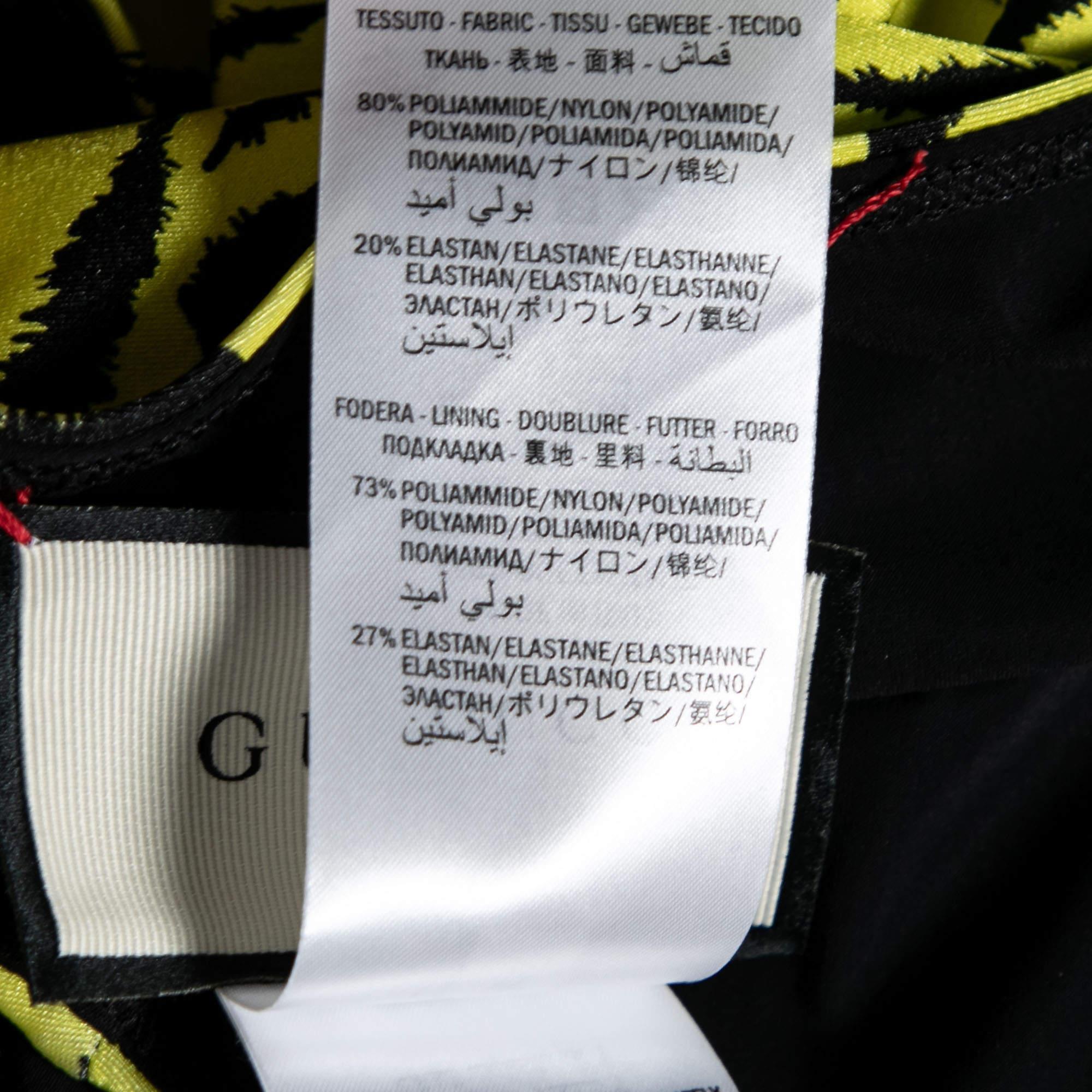 Maillot de bain étincelant imprimé zèbre noir et jaune de Gucci M en vente 1