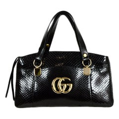 Gucci Black Arli Large Python Top Handle Bag rt. $4, 900
