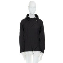 GUCCI black asymmetric zip collar hood drawstring detail pullover windbreaker XS