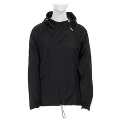 GUCCI black asymmetric zip collar hood drawstring detail pullover windbreaker XS