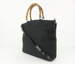 Gucci Black Bamboo 2way Tote Bag 108g7