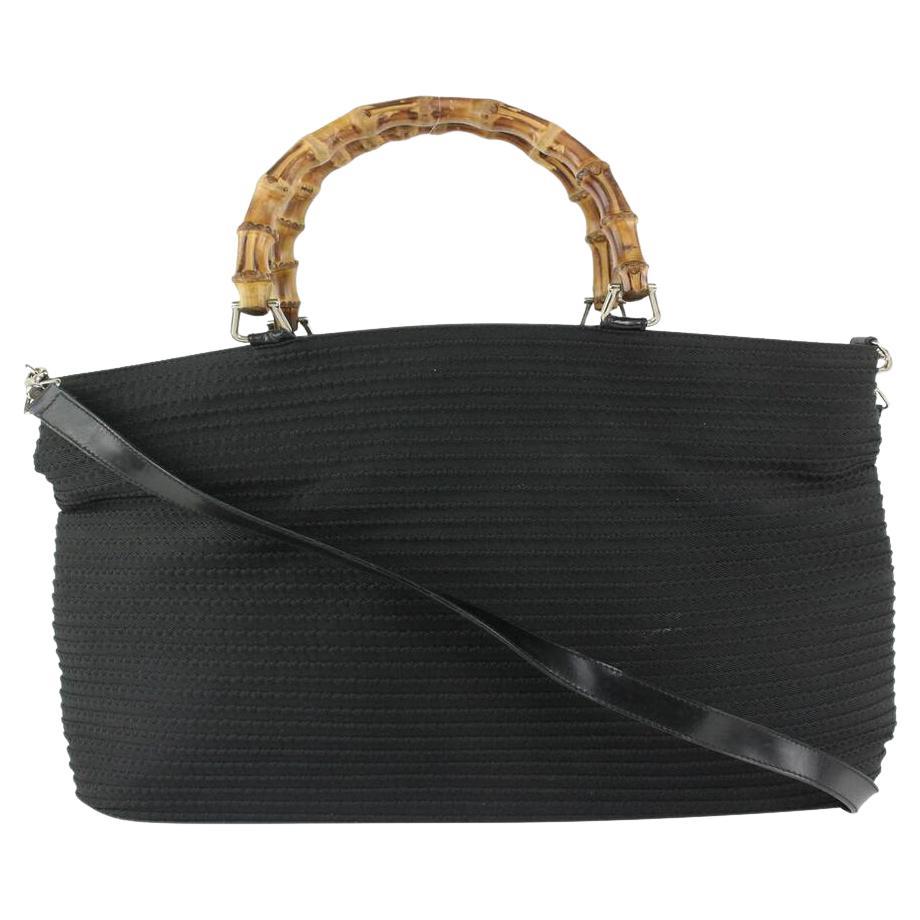 Gucci Black Bamboo 2way Tote Bag 108g7 For Sale