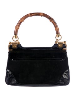 Gucci Black Bamboo Evening Top Handle Satchel Kelly Style Bag