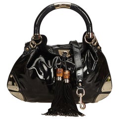Gucci Black Bamboo Patent Leather Indy Satchel