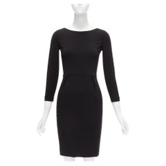 GUCCI black bateau collar cropped sleeves fitted shift dress IT36 XXS
