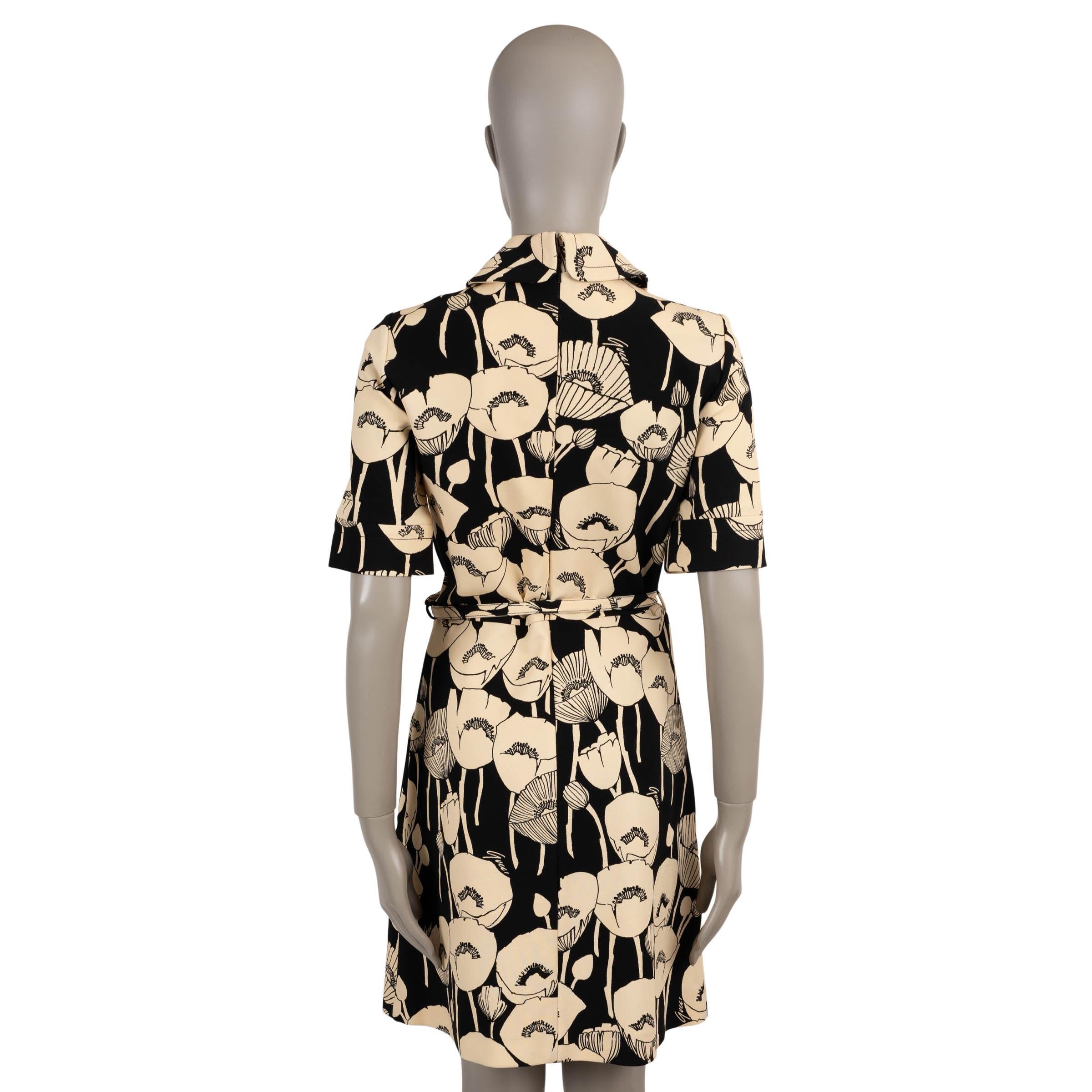 Marrone Gucci vestito nero e beige 2021 POPPY FLORAL JERSEY 40 S in vendita