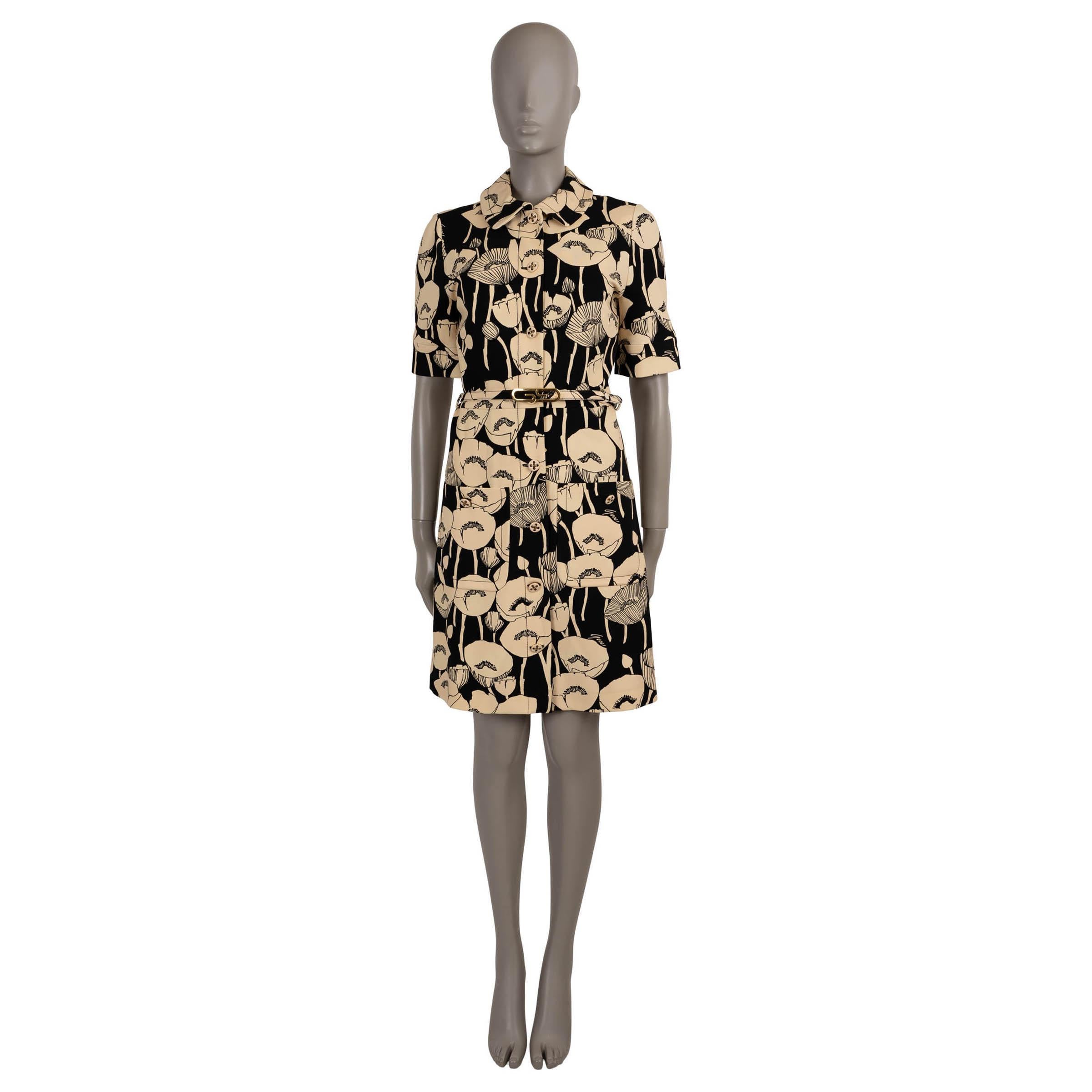 Gucci vestito nero e beige 2021 POPPY FLORAL JERSEY 40 S In condizioni buone in vendita a Zürich, CH
