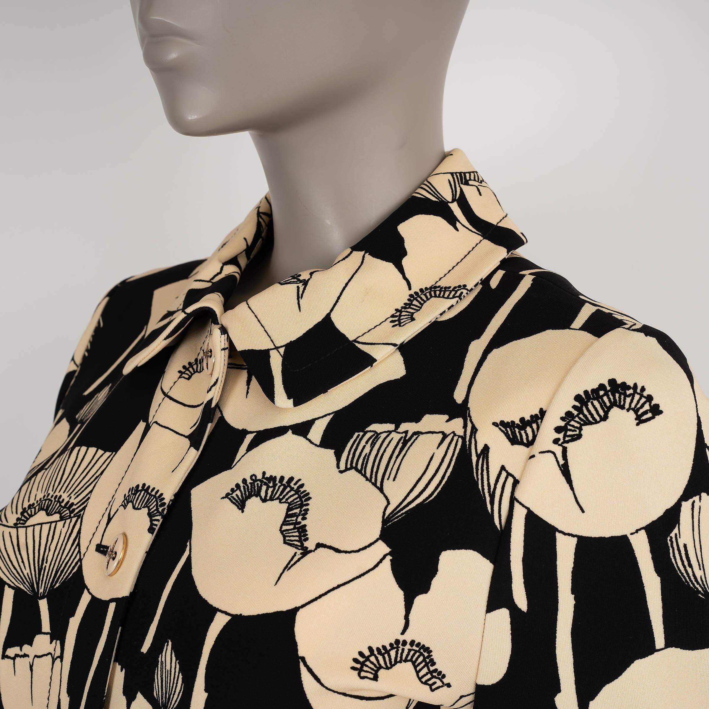 Donna Gucci vestito nero e beige 2021 POPPY FLORAL JERSEY 40 S in vendita