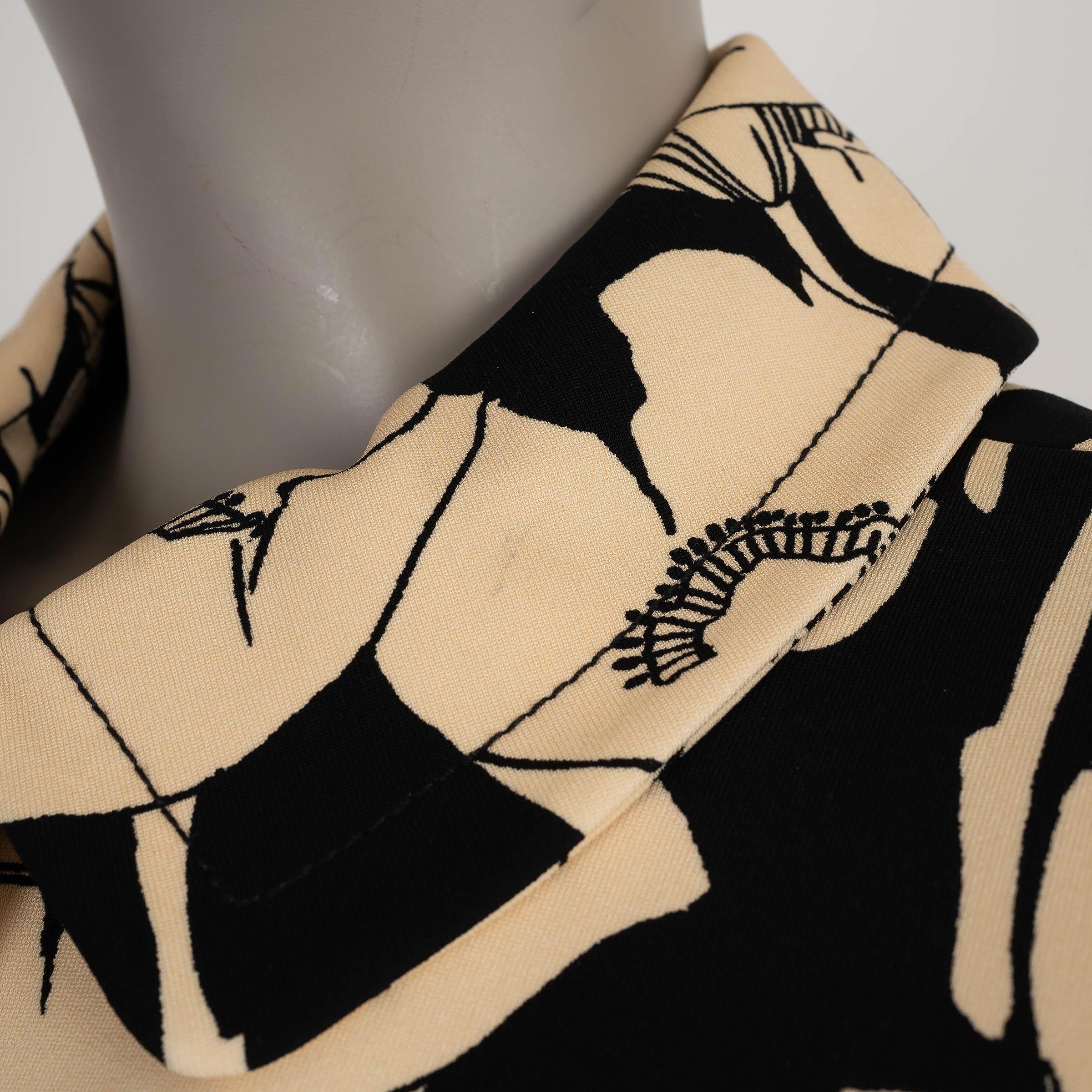 Gucci vestito nero e beige 2021 POPPY FLORAL JERSEY 40 S in vendita 1
